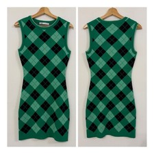 ZARA Vestito abito verde fantasia rombi Tg M