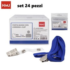 Set 24 Pezzi PortaBadge Porta Badge Tesserino Con Laccetto Collo hmj