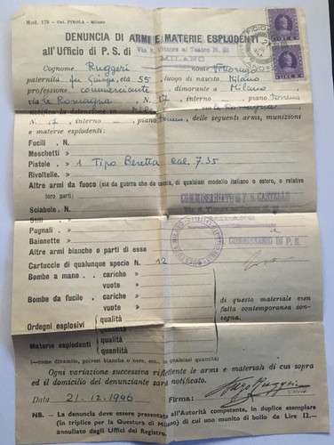 1946 denuncia armi e - denuncia,