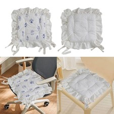 Cuscino per sedia con volant, stampa floreale, morbido, multiuso, con lacci, per