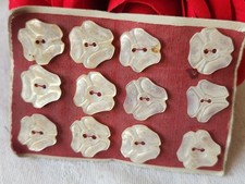 Rara Piccola Placca Bottoni Antichi IN Madreperla 1,3 CM Lotto Di 12 N° 27