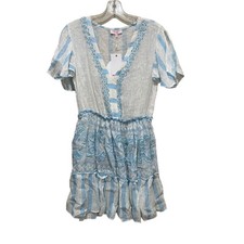 pin-up stars crociera africa mini abito copricostume da spiaggia blu e bianco taglia small