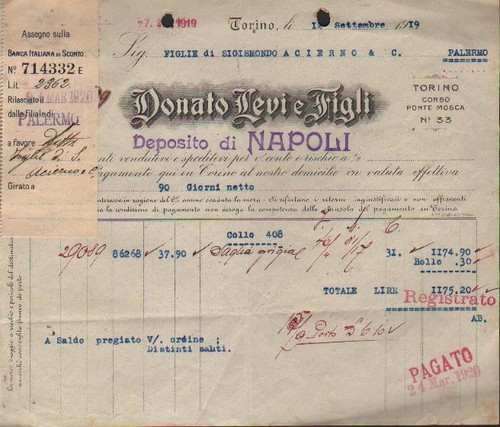 Torino 1919 fattura donato - torino,