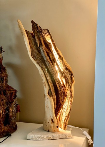Lampada legno ulivo con - lampada,