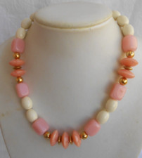 COLLANA TRIFARI pietre in lucite beige e rosa