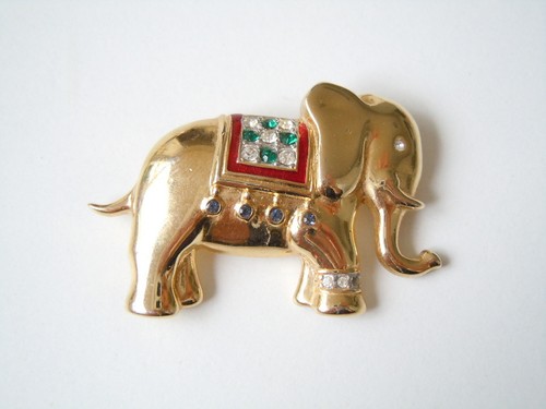 Spilla elefante dorato con - elefante,