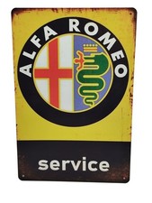 Insegna Targa Vintage Alfa Romeo Service Gialla 30x20cm in Metallo