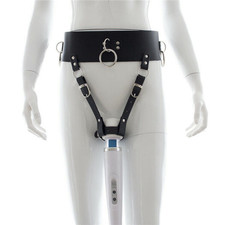 Donna pelle PU biancheria intima imbracatura strap bondage cintura mutandine di castità BDSM