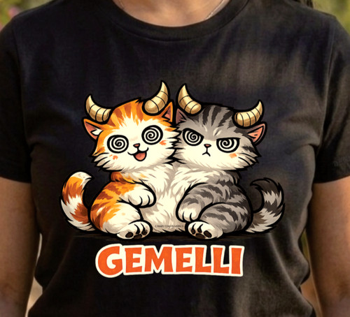 Maglietta gemelli gatto - gemelli,