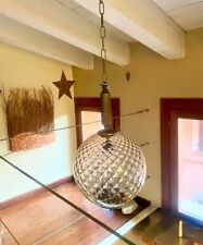 Lampadario da Sospensione Sferico Art Déco in Ottone Vetro di Murano Vintage '50