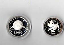 S.Marino , 1988 , dittico monete argento , Olimpiadi Calgary e Seul , garanzia