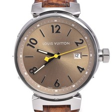 Orologio Uomo LOUIS VUITTON Tambour Q1112 Data Quadrante Marrone Quarzo R#143738
