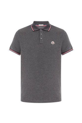 Moncler gray cotton polo shirt - moncler,