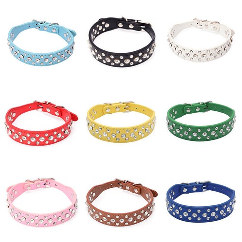 Collare cane pelle strass 3 - pelle,