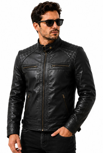 Giacca pelle moto biker stile