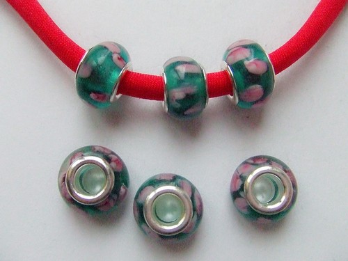 4pz perline lampwork fiore - perline, in