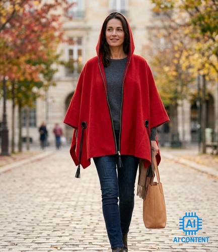 Poncho donna con - , zip