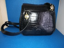 borsa tracolla vintage GIANNI VERSACE nero pelle effetto cocco MEDUSE