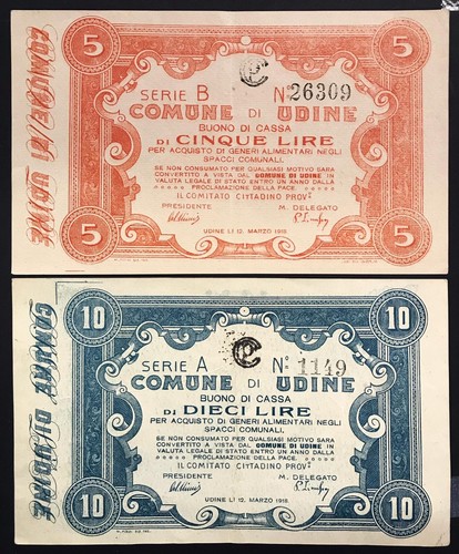 Comune udine 1918 - comune, lire