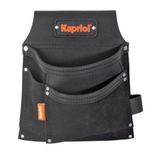 BORSA PORTA UTENSILI DA CARPENTIERE 3 TASCHE IN CUOIO TINTO NERO KAPRIOL