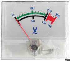 Voltmetro analogico da pannello 300VAC con quadrante bianco - 2 pezzi