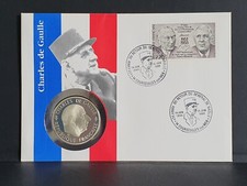 Numisbrief Frankreich Charles de Gaulle Präsident 1 Franc Silber 1988 PP Proof 
