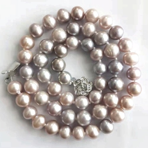 Collana perle grigie rosa - collana,
