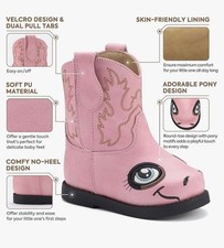 Stivali cowboy bambino stivali cowgirl bambino stivali western punta tonda rosa taglia 4