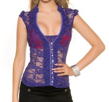 Top donna blu canotta maglia