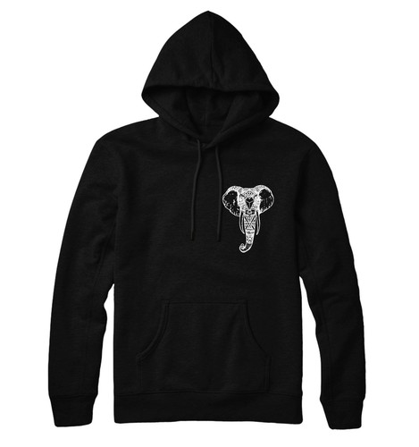 Boho elephant pocket hoodie - elephant,