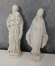 Antiche Statuette Madonna San Giuseppe e Gesù Bambino Presepe in Gesso Vintage
