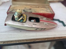 Motoscafo In Latta S-35 (SHARK 35) Tin Bat Op Race Boat by Marusan Japan Vintage