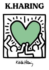 KEITH HARING - COEUR VERT -  AFFICHE POSTER