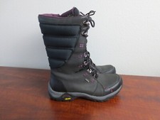 Stivali invernali Ahnu Vibram Thinsulate donna taglia 7 cerniera/pizzo pelle nero