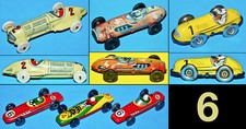 6 TIN TOY FORMULA 1 RACING CAR