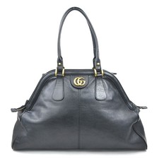 Borsa a mano originale Gucci GG Marmont in pelle nera/tono oro - h31592a