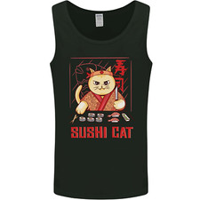 Divertente Sushi Gatto Cibo Pesce Chef Giappone Uomo Canotta Maglia
