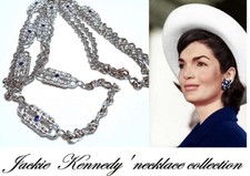 COLLANA JACKIE KENNEDY PAPERCLIP  ''CAMROSE'' BRILLANTI,ZAFFIRI,LEGA ORO BIANCO!
