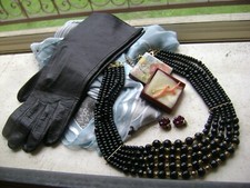 VINTAGE: collana jais nero /argento 925 dorato+spilla argento corallo rosa......