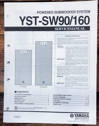 Yamaha cdr sw90 - yamaha, yst-sw160