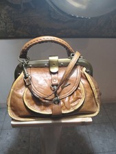 Borsa Vintage Serafini A Mano E Tracolla Pelle Borchie Moschettoni Vintage '60