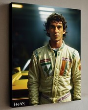 Quadro Ayrton Senna con COA - Tela incorniciata 40X30 cm prova d'artista HITT F1 