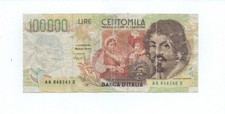 100.000 Lire Caravaggio Falso
