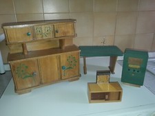 Giocattolo cucina bambole vintage/antico anni 50 con mobili, radio, accessori