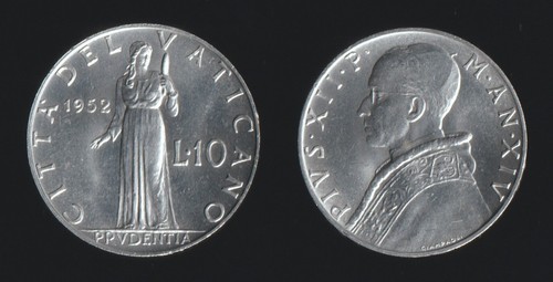 Vaticano lire 1952 prudenza - 10,