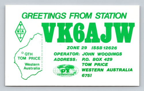 Radioamatore qsl vk6ajw - qsl,