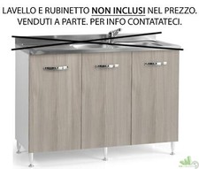 KIT MOBILE BASE SOTTOLAVELLO CUCINA SOTTO LAVELLO 3 ANTE 120X50X85H LEGNO CHIARO