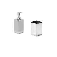 Set accessori gedy nemesia con dispenser e portaspazzolino in acciaio inox cromo