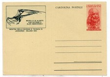 Cartolina Leonardo da Vinci 20 Lire Aliante Vignetta Bianca