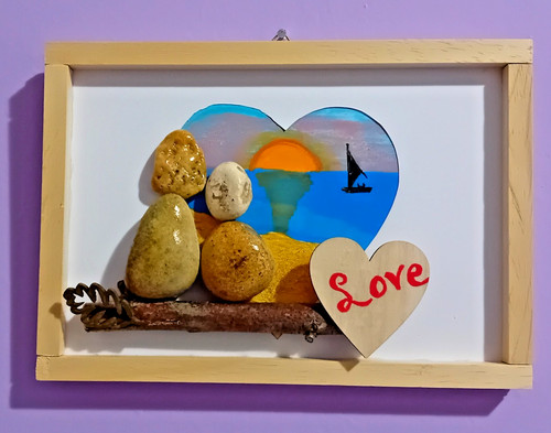 Quadro legno sassi - quadro, e
